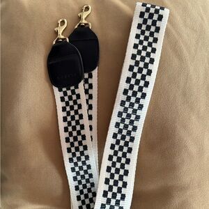 NWOT Clare V Long Crossbody Strap Black & Cream Check